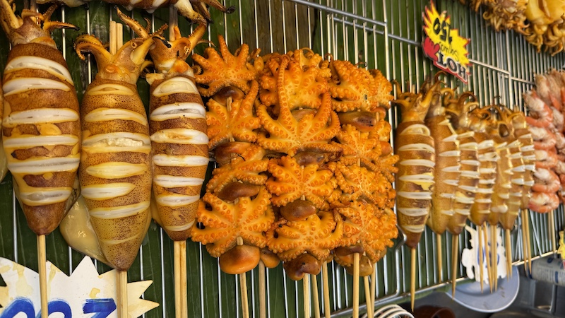 Fresh seafood market in Rawai, Phuket, near Yanui Breeze, offering a variety of local seafood.