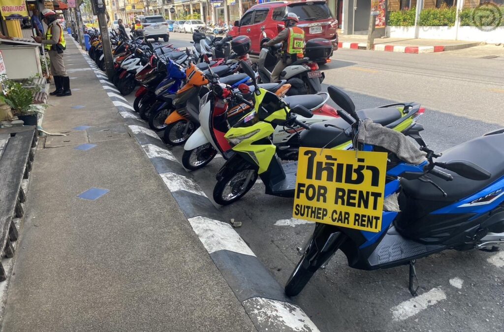 Motorbike rental service in Rawai, Phuket, near Yanui Breeze, offering scooters for easy island exploration.